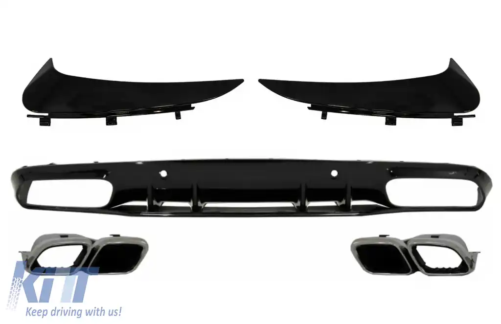 Difuzor Bara Spate si Ornamente bara Spate Flapsuri compatibil cu Mercedes C-Class C205 A205 Coupe Cabriolet (2014-2019) Facelift C63S Design