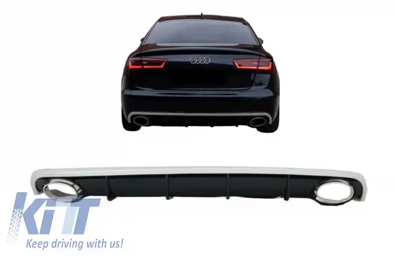 Difuzor Bara Spate si Ornamente Evacuare compatibil cu Audi A6 C7 4G Limousine Avant (2010-2014) RS6 Design