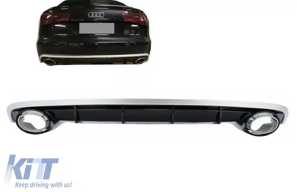 Difuzor Bara Spate si Ornamente Evacuare compatibil cu Audi A6 4G Facelift (2015-2018) RS6 Design