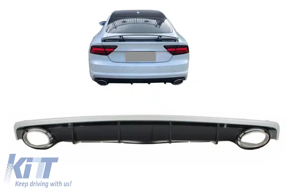 Difuzor Bara Spate si Ornamente Evacuare compatibil cu Audi A7 4G Facelift (2015-2018) RS7 Design Standard (SE) Edition