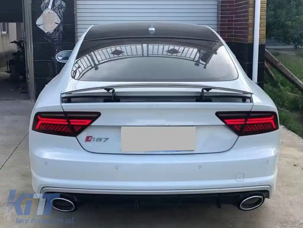 Difuzor Bara Spate si Ornamente Evacuare compatibil cu Audi A7 4G Facelift (2015+) RS7 Design doar pentru S7 S-line-image-6164918
