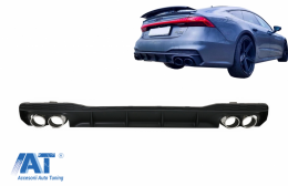 Difuzor Bara Spate si Ornamente Evacuare compatibil cu Audi A7 4K8 S-line (2018-Up) S7 RS7 Design-image-6069329