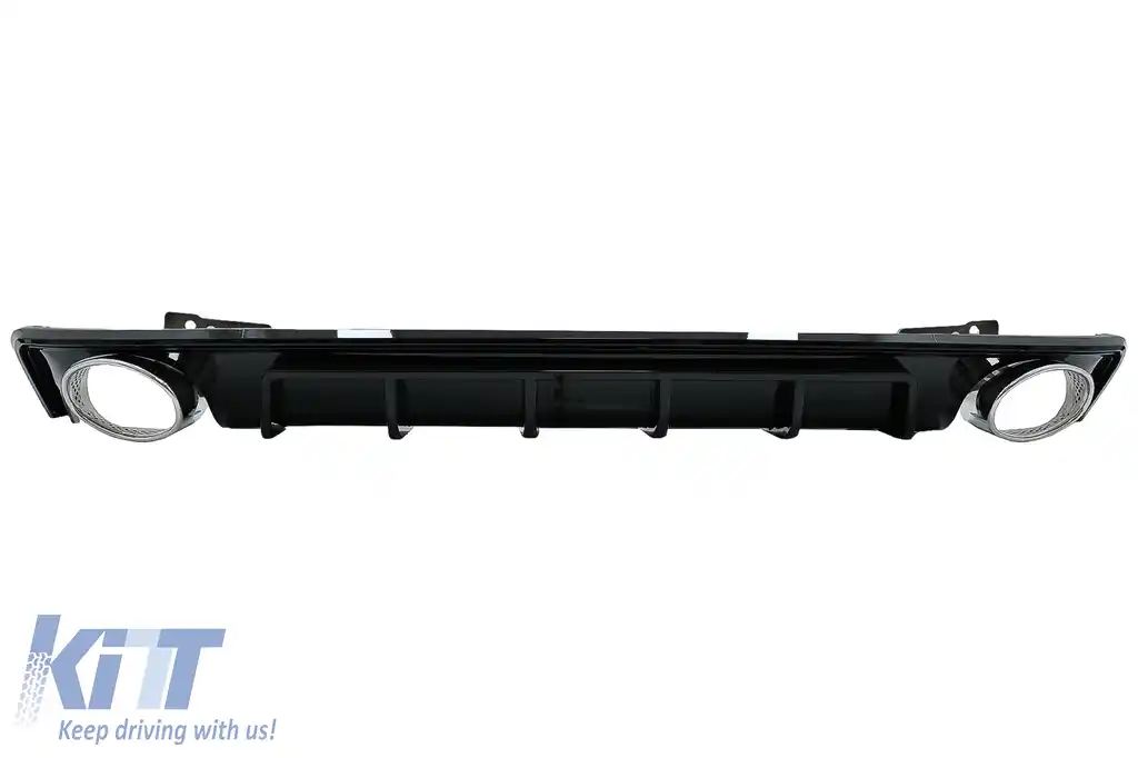 Difuzor Bara Spate si Ornamente Evacuare compatibil cu Audi A6 C8 4K Avant Sedan (2018-up) RS6 Design Negru Lucios