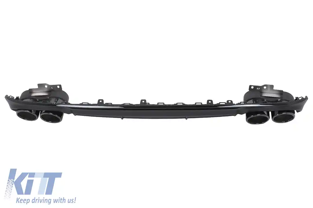 Difuzor Bara Spate si Ornamente Evacuare compatibil cu Audi A6 C8 4K Avant Sedan (2018-2022) S6 Design-image-6126556