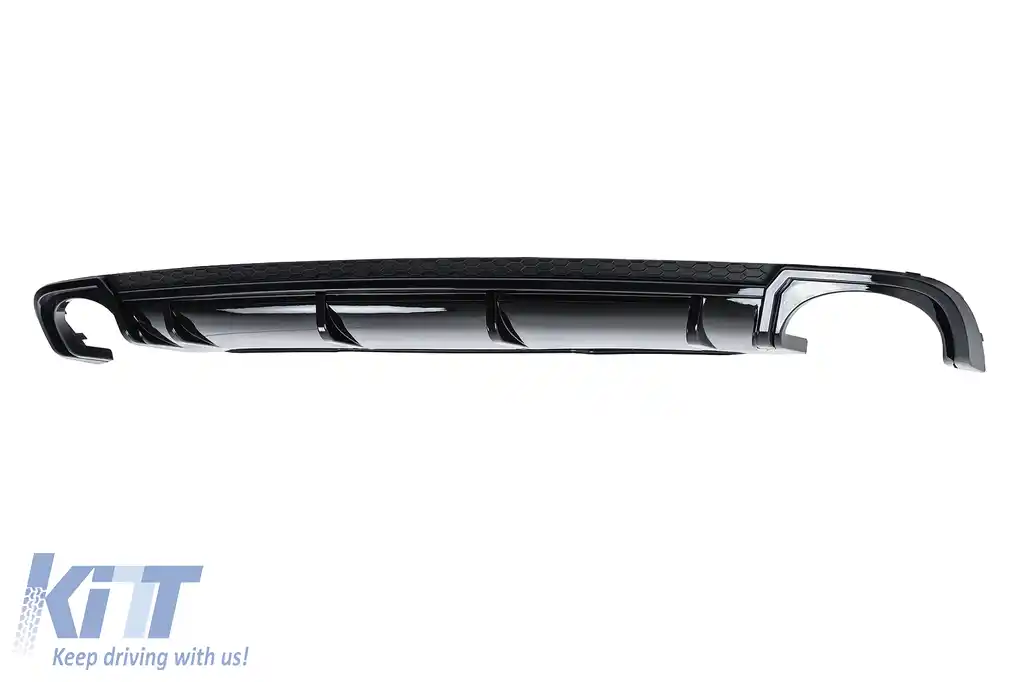 Difuzor Bara Spate si Ornamente Evacuare compatibil cu Audi A4 B9 8W (2016-2018) Sedan Avant RS4 Design Negru-image-6277867