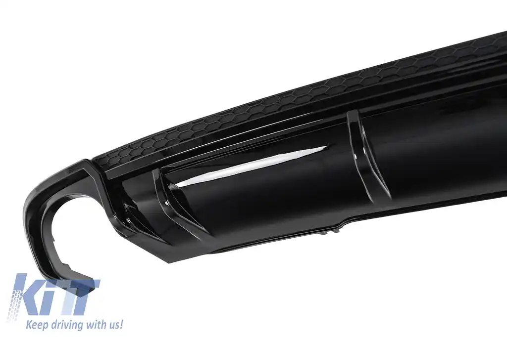 Difuzor Bara Spate si Ornamente Evacuare compatibil cu Audi A4 B9 8W (2016-2018) Sedan Avant RS4 Design Negru-image-6277868