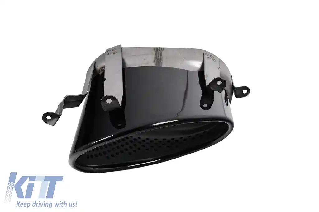 Difuzor Bara Spate si Ornamente Evacuare compatibil cu Audi A4 B9 8W (2016-2018) Sedan Avant RS4 Design Negru-image-6277873