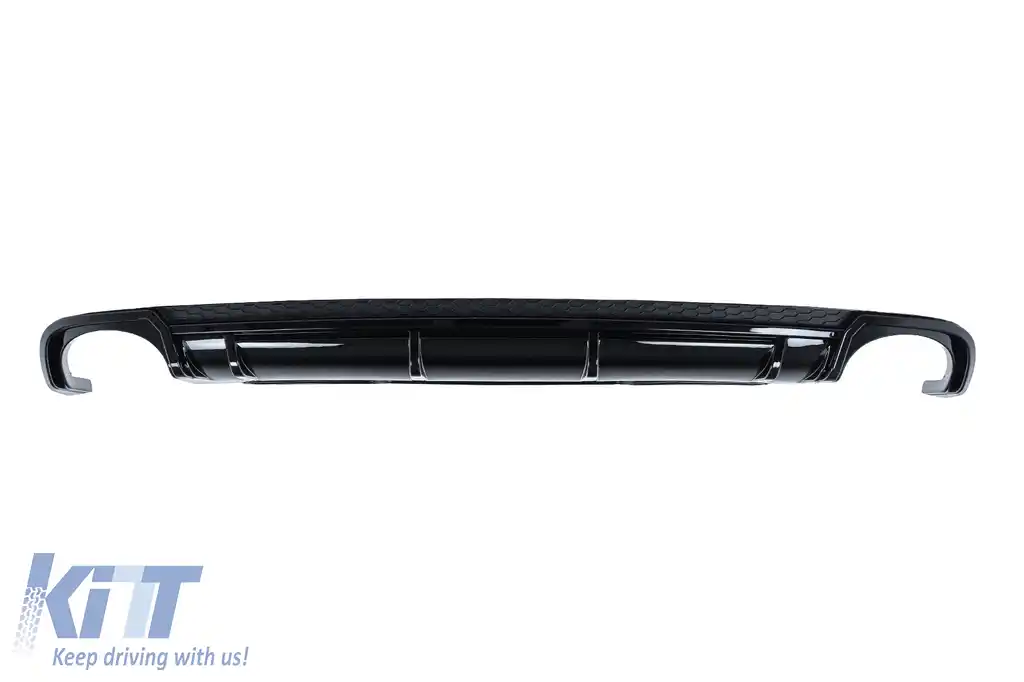 Difuzor Bara Spate si Ornamente Evacuare compatibil cu Audi A4 B9 8W (2016-2018) Sedan Avant RS4 Design Negru-image-6277877