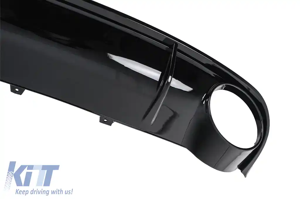 Difuzor Bara Spate si Ornamente Evacuare compatibil cu Audi A4 B8 Pre Facelift (2007-2011) Sedan Avant RS4 Design Negru-image-6277418