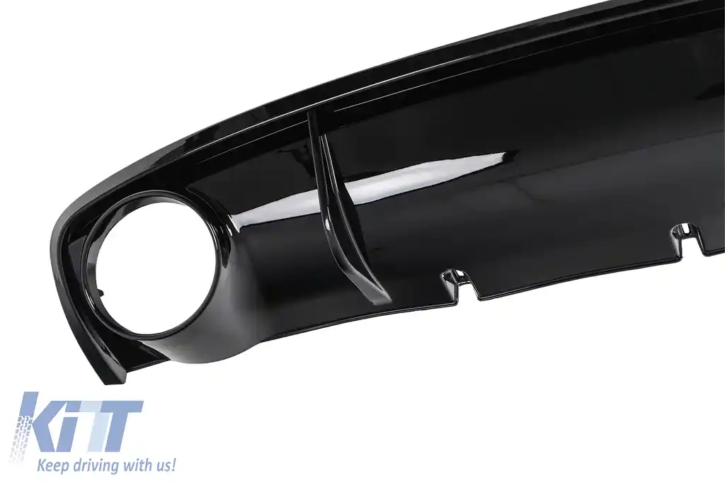 Difuzor Bara Spate si Ornamente Evacuare compatibil cu Audi A4 B8 Facelift (2012-2015) Sedan Avant RS4 Design Negru-image-6277407