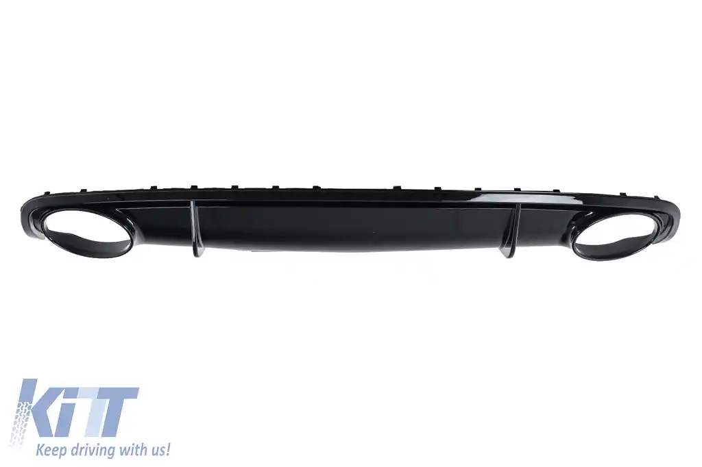 Difuzor Bara Spate si Ornamente Evacuare compatibil cu Audi A4 B8 Facelift (2012-2015) Sedan Avant RS4 Design Negru-image-6277417