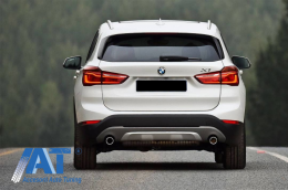 Difuzor Bara Spate si Sistem Evacuare compatibil cu BMW X1 SUV F48 (06.2015-up) M Sport Look-image-6063847