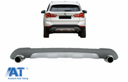 Difuzor Bara Spate si Sistem Evacuare compatibil cu BMW X1 SUV F48 (06.2015-up) M Sport Look-image-6079722