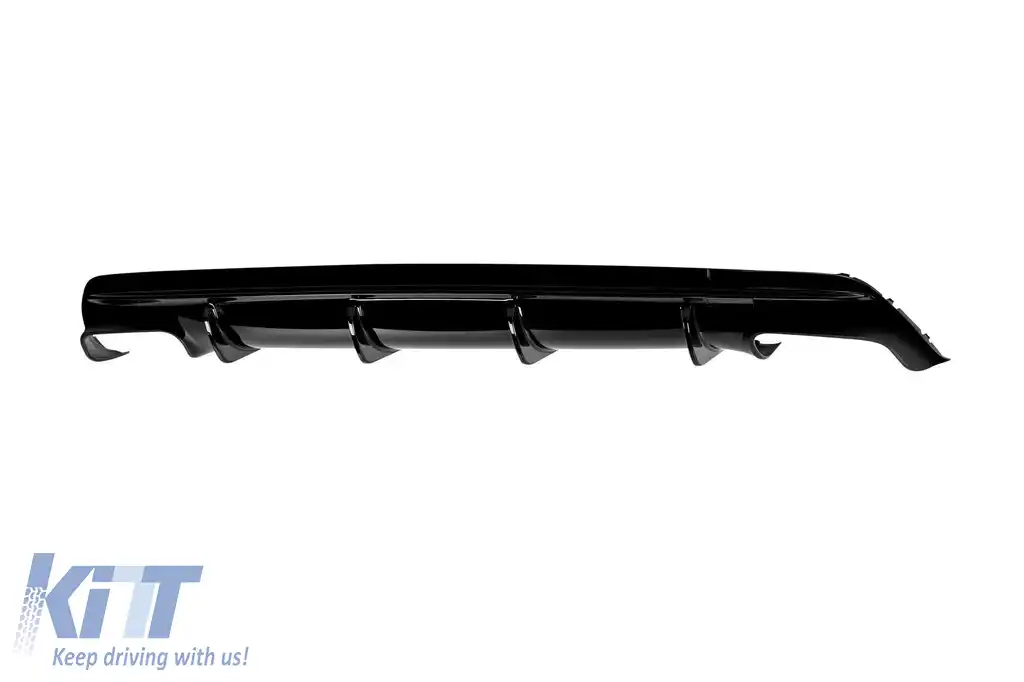 Difuzor cu capete negre tip CLA45 potrivit pentru bara spate A Design pe Mercedes CLA C117 2013-2015, lac negru, -oo--oo--image-6150343