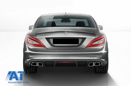 Difuzor cu Evacuare Dubla compatibil cu Mercedes CLS Sedan W218 (2011-2017) pentru bara AMG Sport Line-image-6063869