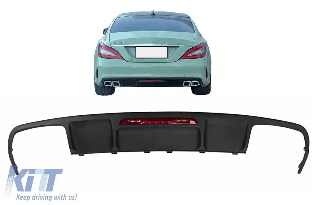 Difuzor cu Evacuare Dubla compatibil cu Mercedes CLS Sedan W218 (2011-2017) pentru bara AMG Sport Line