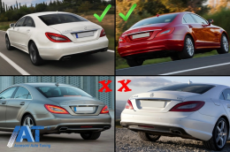 Difuzor cu Evacuare Dubla si Ornamente toba compatibil cu Mercedes CLS Sedan W218 (2012-2017) pentru bara Standard-image-6084122