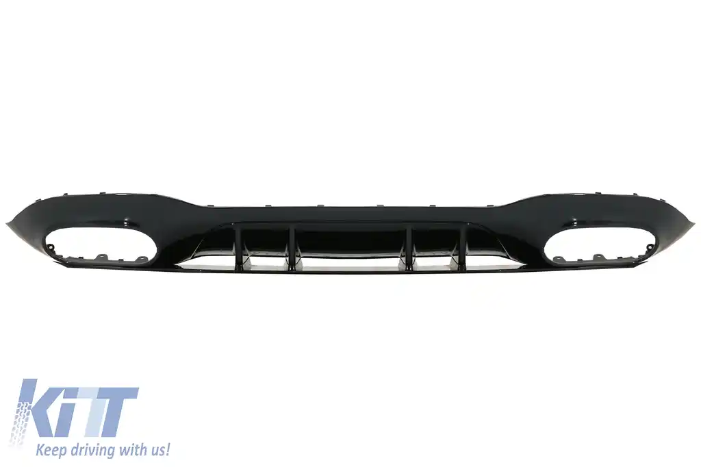 Difuzor cu Grila Aripa Aerisiri Laterale si Ornamente bara fata flapsuri compatibil cu Mercedes A-Class V177 Sedan (2018-2022) Evacuari Negre-image-6071066