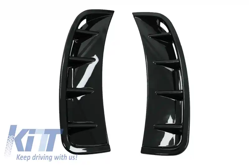 Difuzor cu Grila Aripa Aerisiri Laterale si Ornamente bara fata flapsuri compatibil cu Mercedes A-Class V177 Sedan (2018-2022) Evacuari Negre-image-6071100
