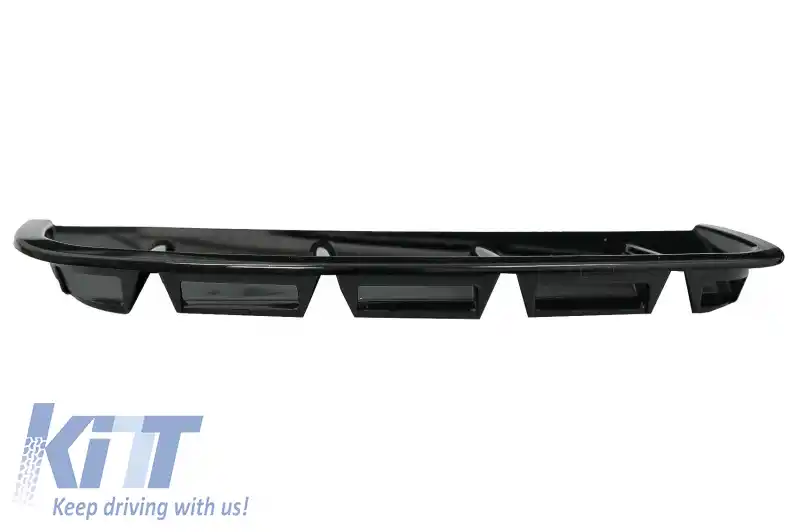 Difuzor cu Grila Aripa Aerisiri Laterale si Ornamente bara fata flapsuri compatibil cu Mercedes A-Class V177 Sedan (2018-2022) Evacuari Negre-image-6071104