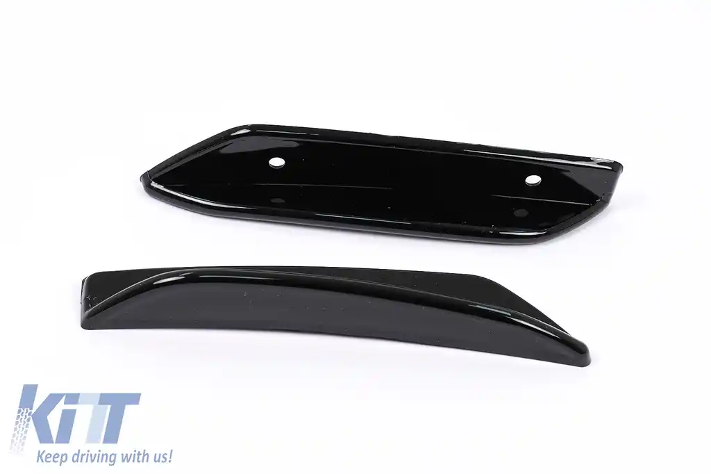 Difuzor cu Grila Aripa Aerisiri Laterale si Ornamente bara fata flapsuri compatibil cu Mercedes A-Class V177 Sedan (2018-2022) Evacuari Negre-image-6071106