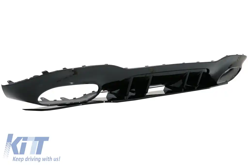 Difuzor cu Grila Aripa Aerisiri Laterale si Ornamente bara fata flapsuri & Capace oglinzi compatibil cu Mercedes A-Class V177 Sedan (2018-2022) Evacuari Negre-image-6071130