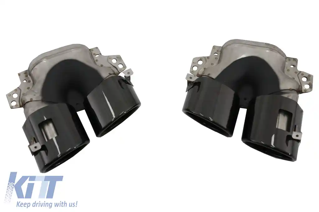 Difuzor cu Grila Aripa Aerisiri Laterale si Ornamente bara fata flapsuri & Capace oglinzi compatibil cu Mercedes A-Class V177 Sedan (2018-2022) Evacuari Negre-image-6071134