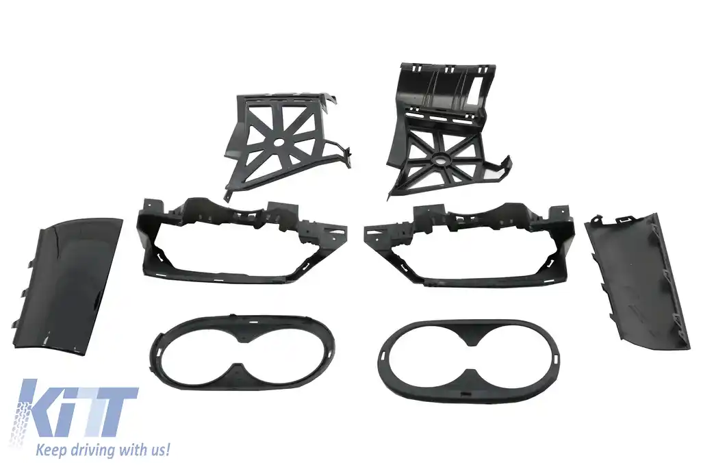 Difuzor cu Grila Aripa Aerisiri Laterale si Ornamente bara fata flapsuri & Capace oglinzi compatibil cu Mercedes A-Class V177 Sedan (2018-2022) Evacuari Negre-image-6071140