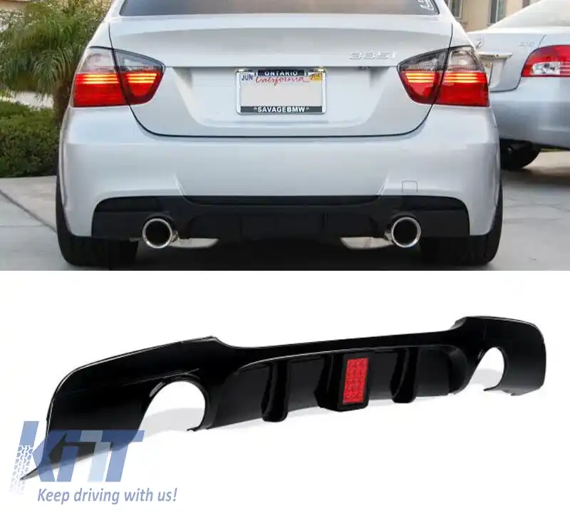 Difuzor cu lumină F1 stil 335i potrivit pentru BMW E90 E91 bara M Lac negru piano!-image-6261019