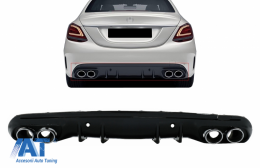 Difuzor cu ornamente evacuare compatibil cu Mercedes C-Class W205 S205 (2014-2020) C43 Design pentru bara Sport Line-image-6078503