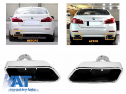 Difuzor de aer cu evacuare dubla compatibil cu BMW F10 Seria 5 (2011-2017) 550I Design+Tobe Ornamente Sistemul de Evacuare-image-6004274