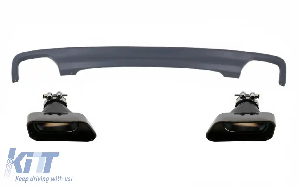 Difuzor de aer cu evacuare dubla compatibil cu BMW F10 F11 Seria 5 (2011-2017) 550I Design+Tobe Ornamente Sistemul de Evacuare