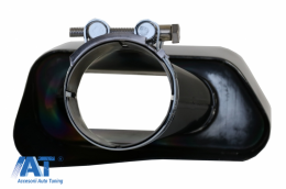 Difuzor de aer cu evacuare dubla compatibil cu BMW F10 Seria 5 (2011-2017) M-Performance Design cu Ornamente de evacuare Negre V8 LCI Design-image-6081603