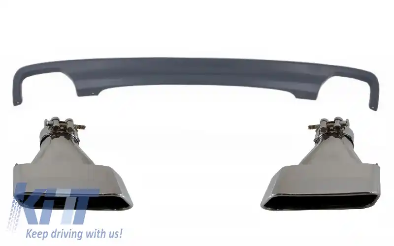 Difuzor de aer cu evacuare dubla compatibil cu BMW F10 F11 Seria 5 (2011-2017) 550I Design+Tobe Ornamente Sistemul de Evacuare