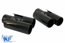 Difuzor de aer cu evacuare dubla Compatibil cu BMW Seria 5 F10 F11 (2011-2017) M Design Tobe Ornamente Negru Lucios-image-6087680