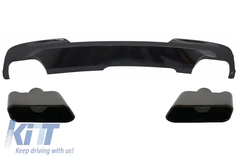 Difuzor de aer cu Evacuare Dubla Negru Lucios si Ornamente Editie Neagra BMW F10 F11 Seria 5 (2011-2017) M-Technik 550i Design