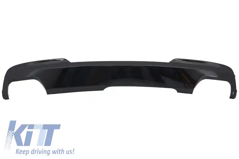 Difuzor de aer cu evacuare dubla negru lucios compatibil cu BMW F10 F11 Seria 5 (2011-2017) M-Technik 550i Design
