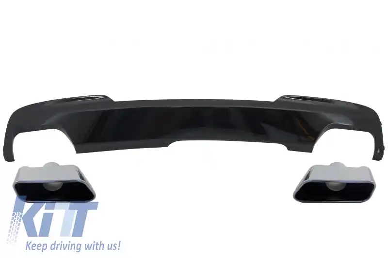 Difuzor de aer Negru cu Ornamente Evacuare compatibil cu BMW Seria 5 F10 F11 (2011-2017) M-Technik 550i Design