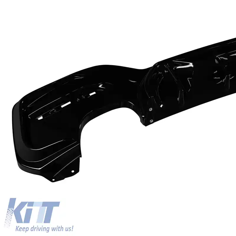 Difuzor de bara spate potrivit pentru BMW 1 F20 F21 15-19 M-Packet Negru Lucios cu 2 ieșiri duble pentru evacuare stânga și dreapta din plastic ABS 1 buc.-image-6319992