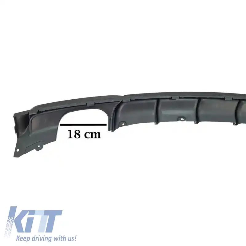 Difuzor de bara spate potrivit pentru BMW 3 F30/F31 11-19 M-Packet Negru Mat cu 2 ieșiri de evacuare duble stânga și dreapta din plastic ABS 1pc-image-6312852