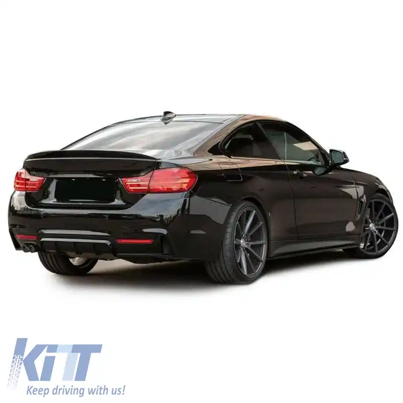 Difuzor de bara spate potrivit pentru BMW 4 F32 Coupe / F33 Cabrio / F36 Gran Coupe 13-21 M-Tech Negru Mat cu 1 ieșire dublă de evacuare stânga din plastic ABS 1buc.-image-6325009