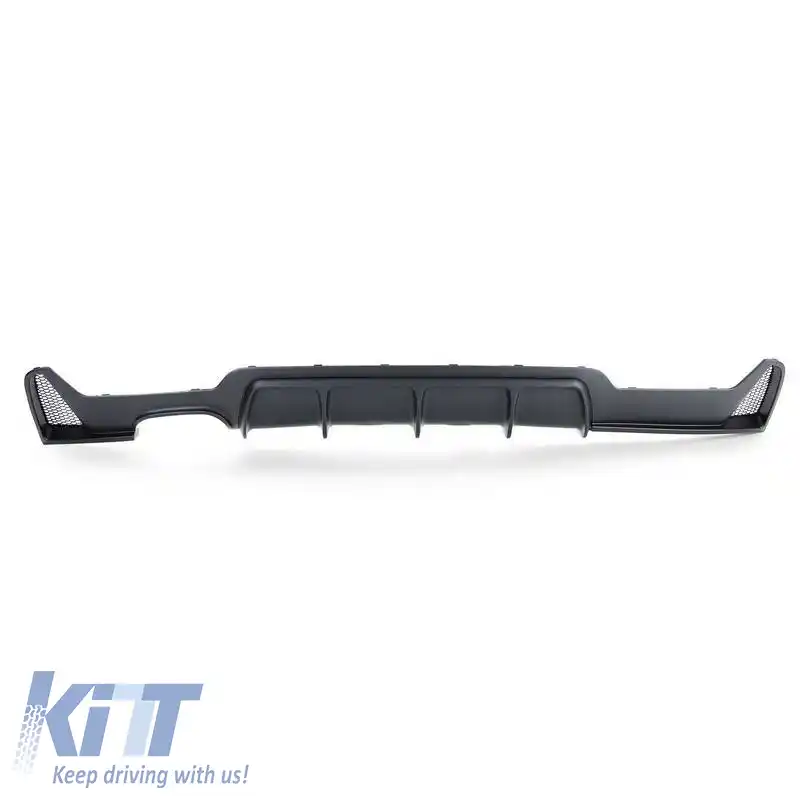 Difuzor de bara spate potrivit pentru BMW 4 F32 Coupe / F33 Cabrio / F36 Gran Coupe 13-21 M-Tech Negru Mat cu 1 ieșire dublă de evacuare stânga din plastic ABS 1buc.-image-6325010