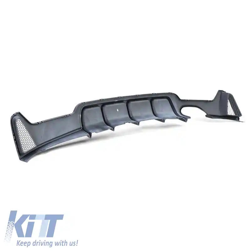 Difuzor de bara spate potrivit pentru BMW 4 F32 Coupe / F33 Cabrio / F36 Gran Coupe 13-21 M-Tech Negru Mat cu 1 ieșire dublă de evacuare stânga din plastic ABS 1buc.-image-6325011