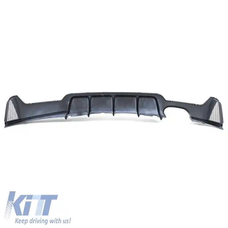 Difuzor de bara spate potrivit pentru BMW 4 F32 Coupe / F33 Cabrio / F36 Gran Coupe 13-21 M-Tech Negru Mat cu 1 ieșire dublă de evacuare stânga din plastic ABS 1buc.-image-6325012