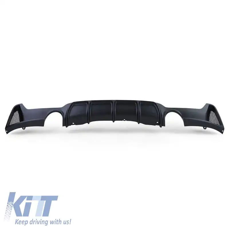 Difuzor de bara spate potrivit pentru BMW 4 F32 Coupe / F33 Cabrio / F36 Gran Coupe 13-21 M-Tech Negru Mat cu 2 ieșiri de evacuare simple dreapta și stânga -0-----0- Fabricat din plastic ABS 1buc-image-6325018
