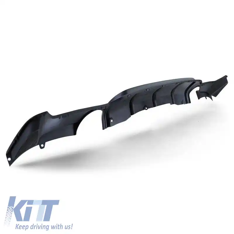 Difuzor de bara spate potrivit pentru BMW 4 F32 Coupe / F33 Cabrio / F36 Gran Coupe 13-21 M-Tech Negru Mat cu 2 ieșiri de evacuare simple dreapta și stânga -0-----0- Fabricat din plastic ABS 1buc-image-6325019