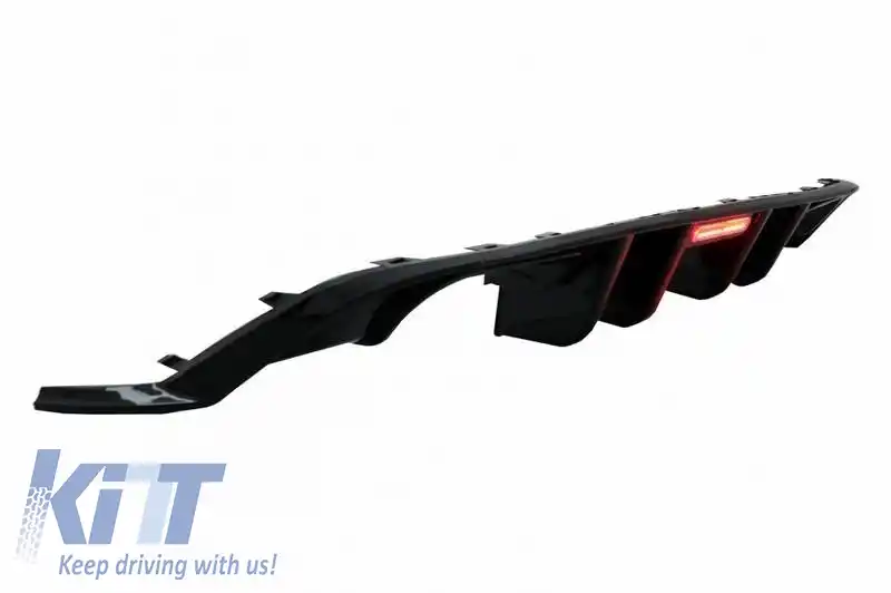 Difuzor de bara spate potrivit pentru VW Golf VII (7.5) 17-20 Facelift R-Look Negru Lucios cu Lampa de Stop cu LED-image-6319286