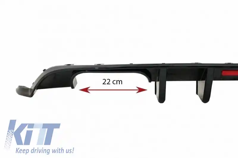 Difuzor de bara spate potrivit pentru VW Golf VII (7.5) 17-20 Facelift R-Look Negru Lucios cu Lampa de Stop cu LED-image-6319289
