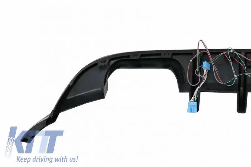 Difuzor de bara spate potrivit pentru VW Golf VII (7.5) 17-20 Facelift R-Look Negru Lucios cu Lampa de Stop cu LED-image-6319294
