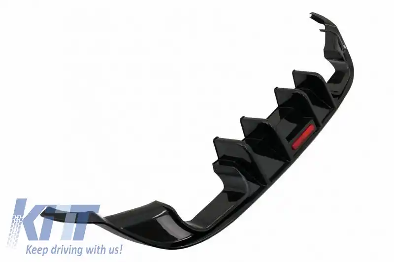 Difuzor de bara spate potrivit pentru VW Golf VII (7.5) 17-20 Facelift R-Look Negru Lucios cu Lampa de Stop cu LED-image-6320190